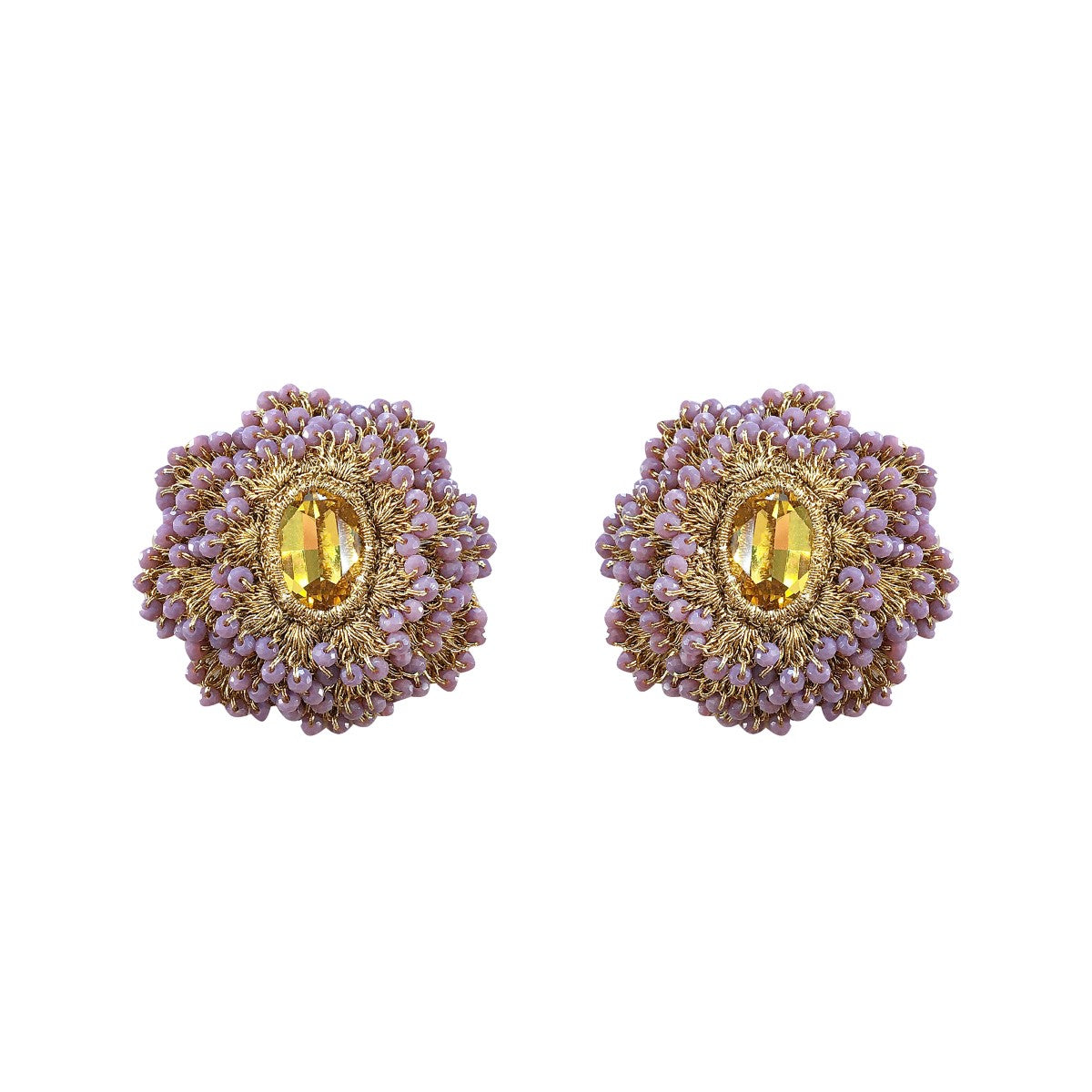 Amy Baroque Crochet Beaded Button Earrings