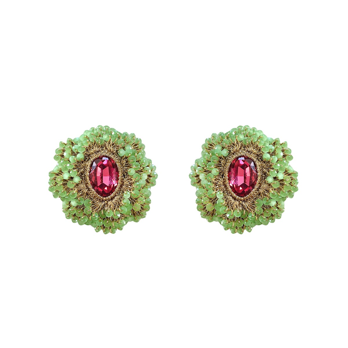 Amy Baroque Crochet Beaded Button Earrings