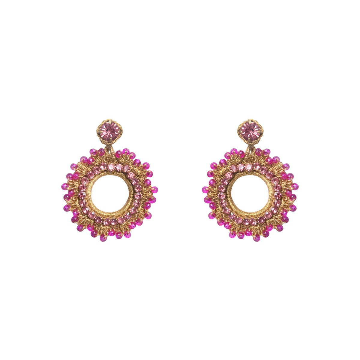 Leya Round Crocheted Shape Embroidered Earrings