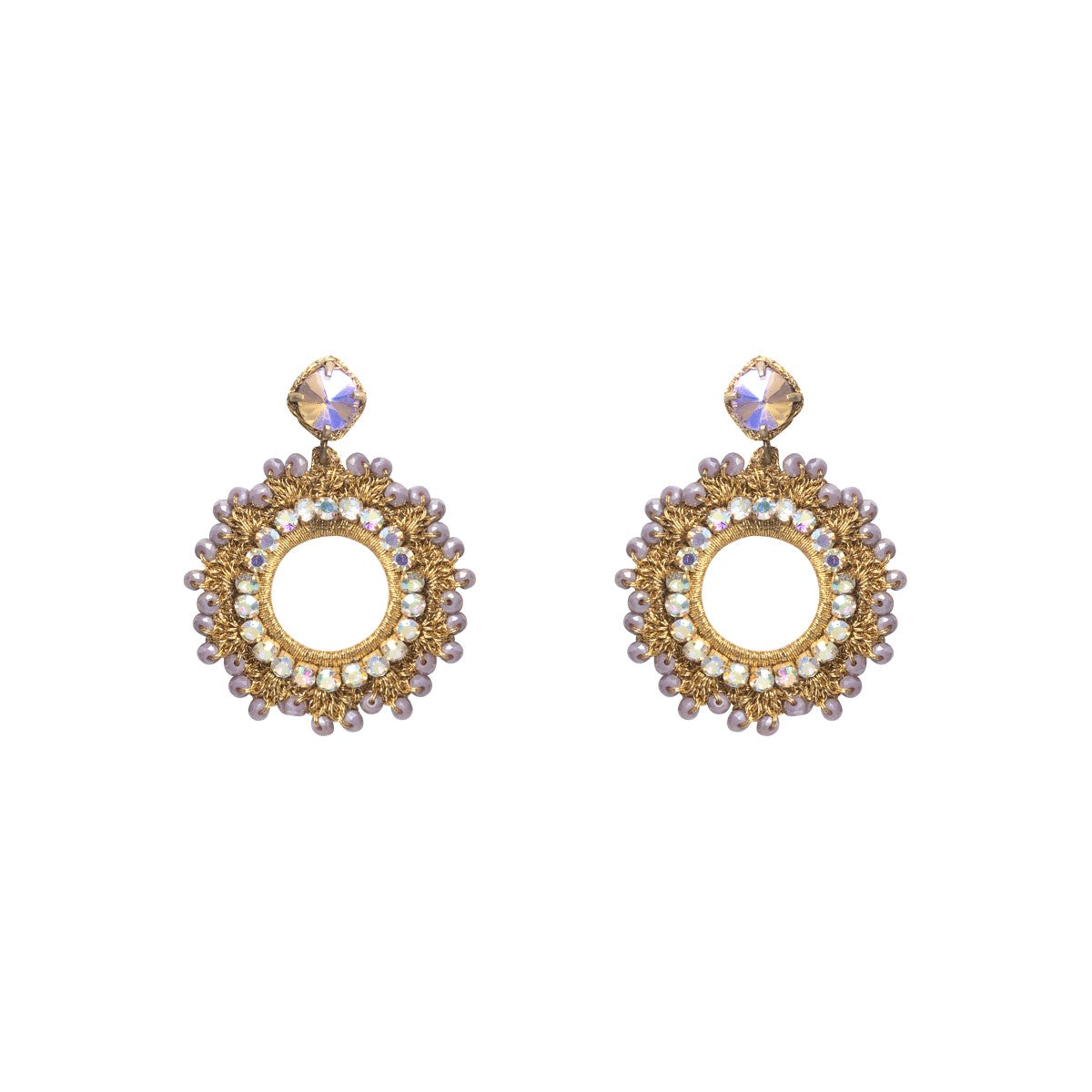 Leya Round Crocheted Shape Embroidered Earrings