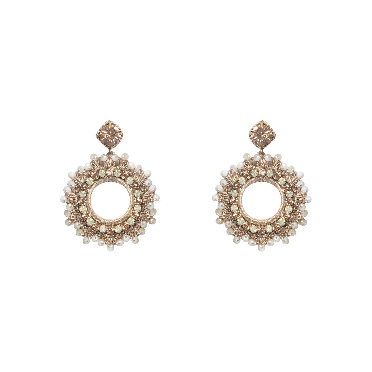 Leya Round Crocheted Shape Embroidered Earrings