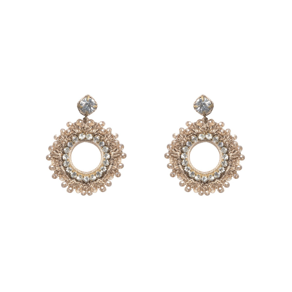 Leya Round Crocheted Shape Embroidered Earrings