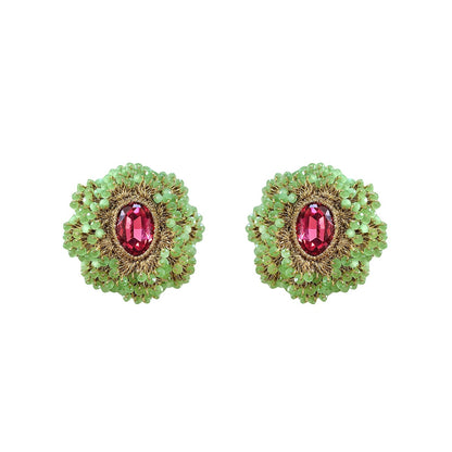 Amy Baroque Crochet Beaded Button Earrings