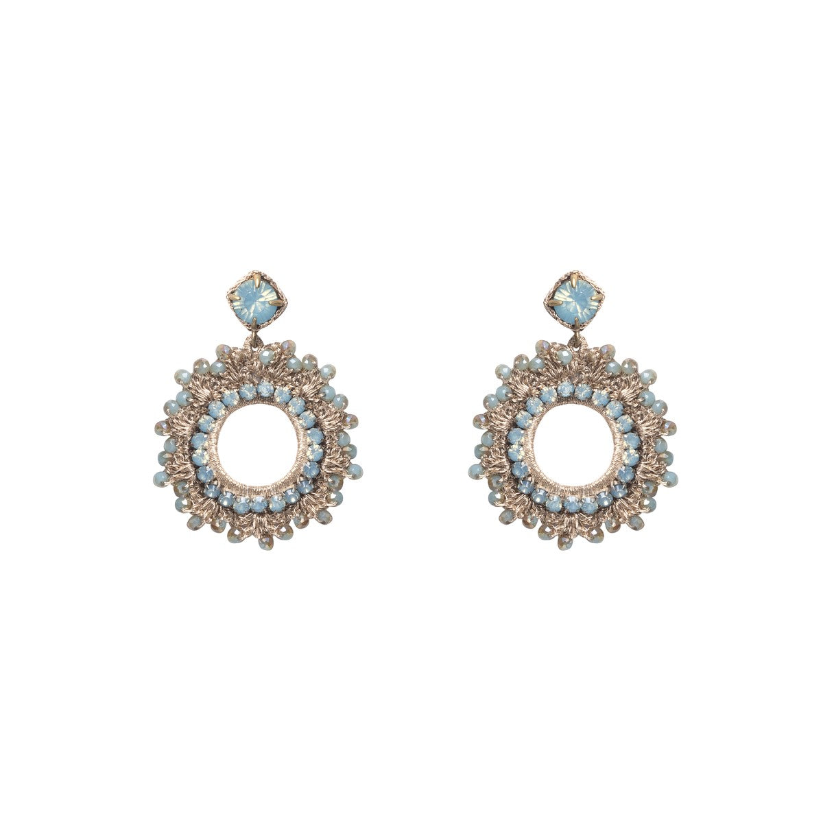 Leya Round Crocheted Shape Embroidered Earrings