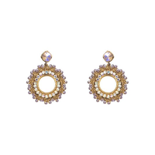 Leya Round Crocheted Shape Embroidered Earrings