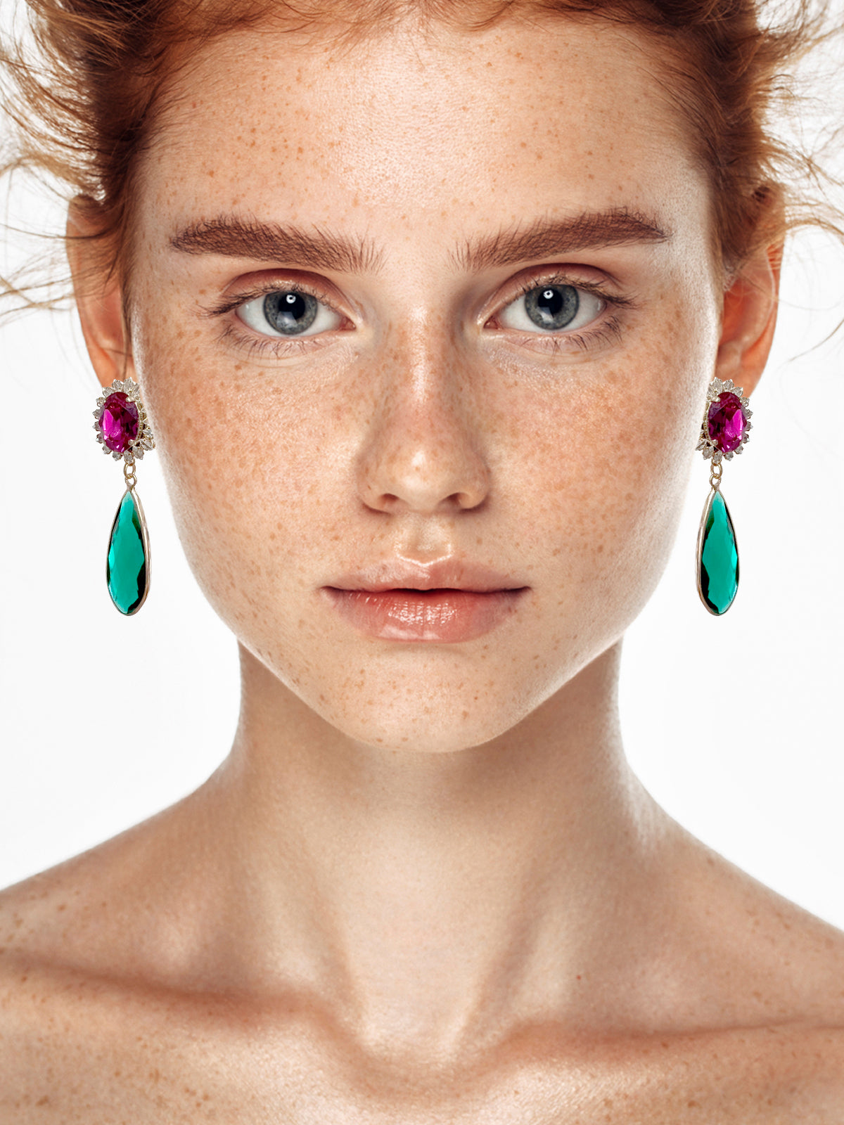 Jane Earrings Fuchsia Green